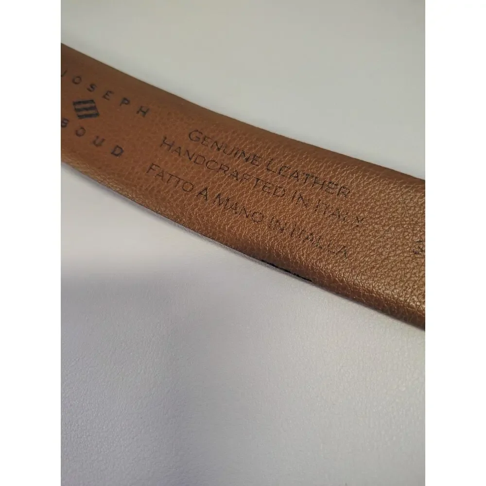 Joseph Abboud Genuine Leather Belt Men’s 34 Cognac Brown Hand Crafted in Italy